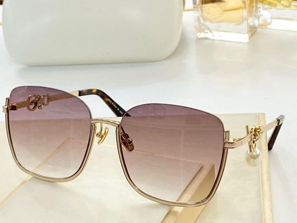 Moda Chlo feminino Óculos de sol rosa U Moldom metal moldura ornamental gradiente de borda de ouro púrpura de óculos de sol roxo lendo UV Eye