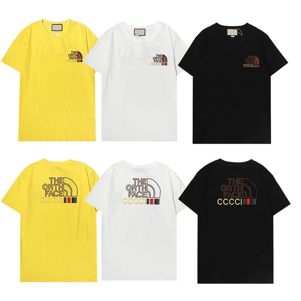 

summer fashion t shirt front and back embroidery lette t-shirts luxury short sleeved tees men women clothing, White;black