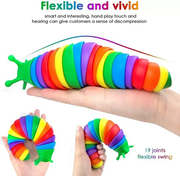 DHL New Fidget Toy Slug articolato flessibile 3D Slug Fidget Toy Tutte le età Sollievo Anti-ansia Giocattoli sensoriali per bambini Aldult B0524W