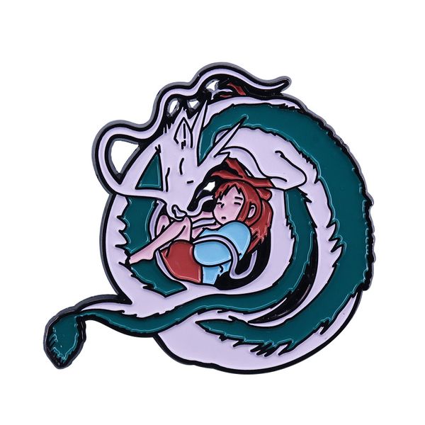

chihiro and river spirit haku brooch lapel pin a great gift for spirited away and studio ghibli anime fan, Blue