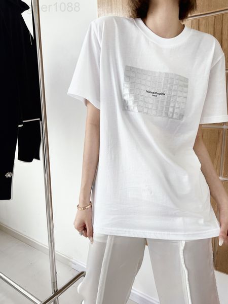 

women's t-shirt designer 22 spring and summer niche design concave convex metallic letter printing loose short sleeve t-shirt cool dark, White