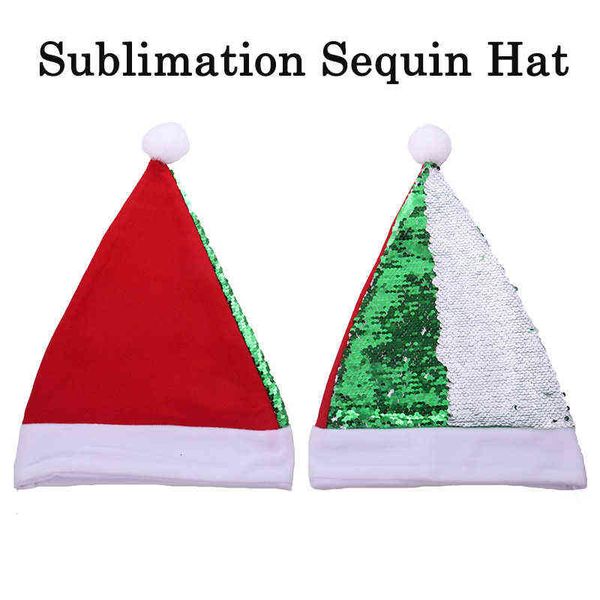 

wholesale custom sequin reversible magic christmas santa snapback hats sublimation blank hat funny clown cap