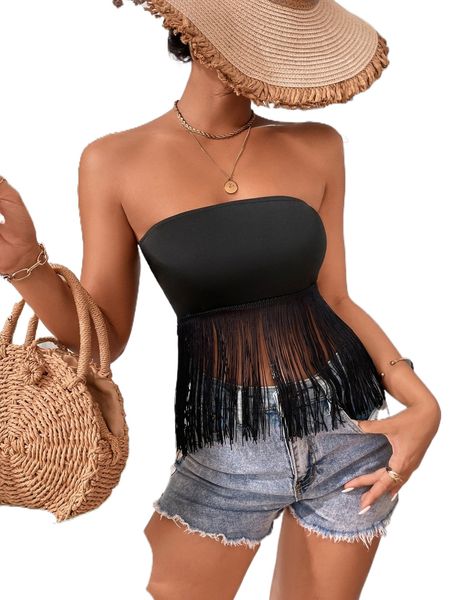 

backless fringe trim tube m3nc#, White