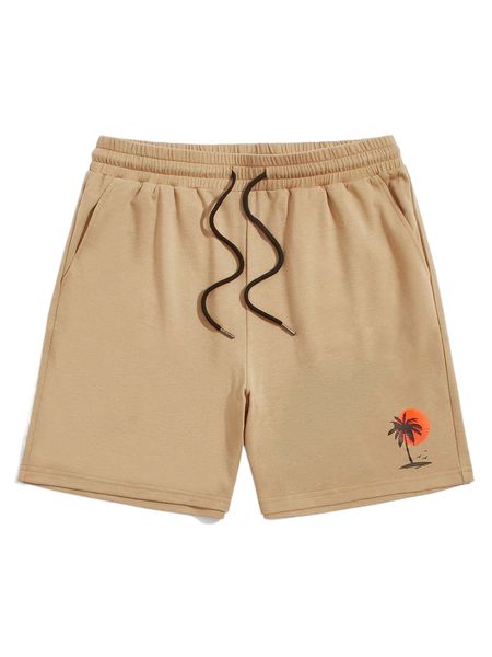 

men sun & tropical print drawstringÂ waist shorts y1kx#, White;black