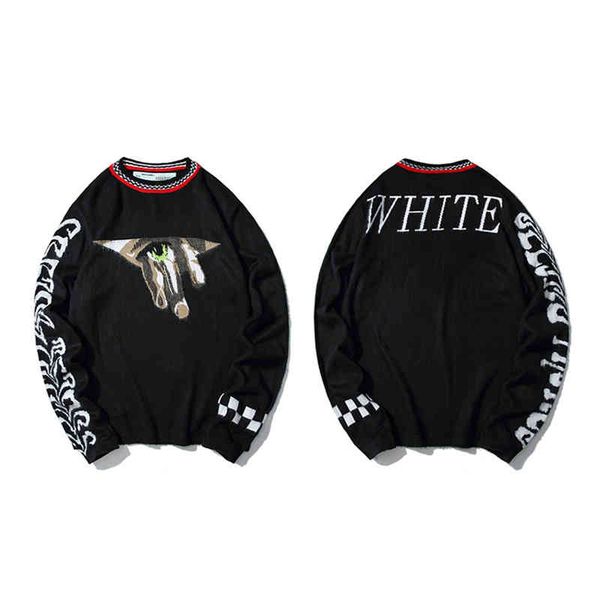 

men's sweaters autumn and winter correct version off voyeur desire eye finger mohair knitted sweater batch, White;black
