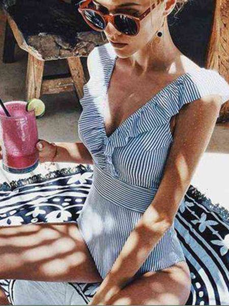 

striped swimsuit women's one-piece skirt, White;black