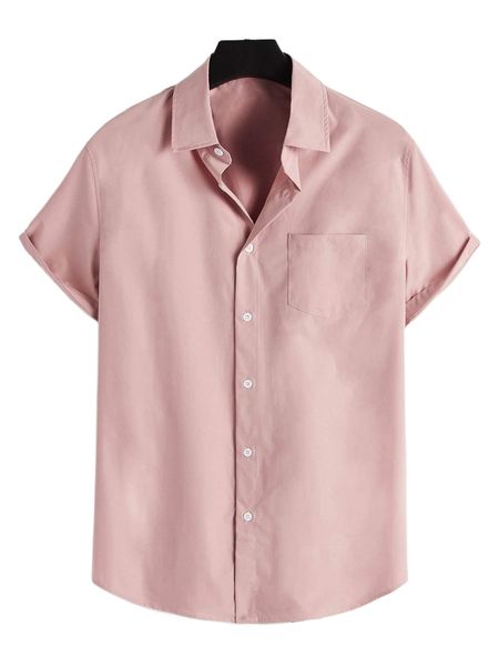 

men solid patched pocket shirt u8gg#, White;black