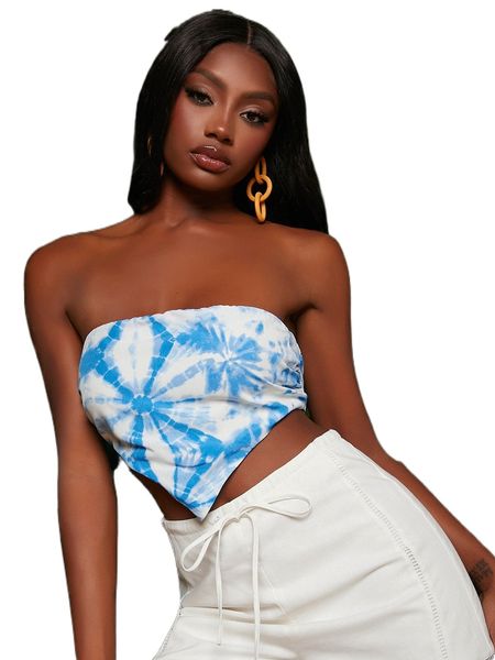 

newness tie dye hanky hem tube b5tr#, White