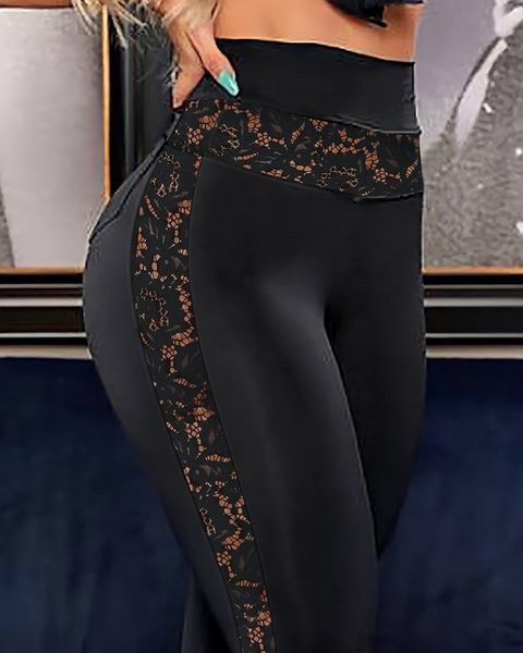 

women s contrasting color lace high waist tights 220720, Black;white