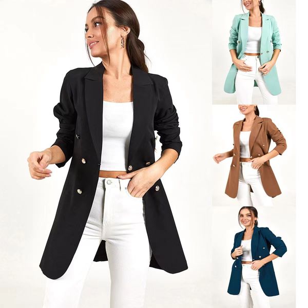 

b140 women's designer blazers clothing tide brand high-quality retro fashion designer pure color series jacket double-breasted slim plu, White;black