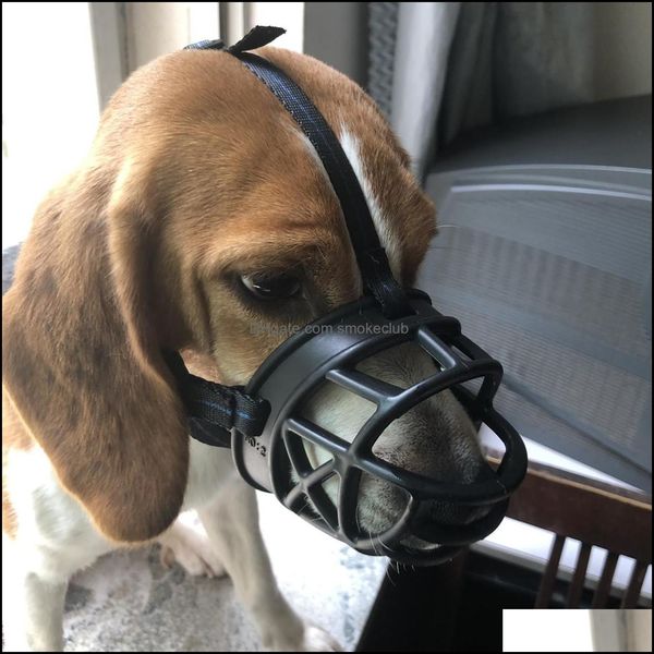 Nuovi prodotti per animali domestici Museruola per addestramento del cane Maschera per bocca morbida Sile Morso di corteccia per Pitbl Sheperd Golden Retriever Drop Delivery 2021 Obedience S