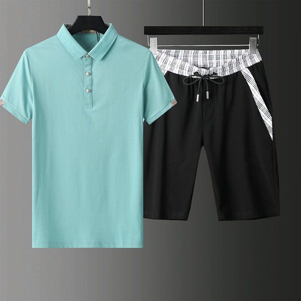 

summer casual short sleeved set men fashion stand collar polo shirt shorts 2 piece sportswear men s running track suit, White;black
