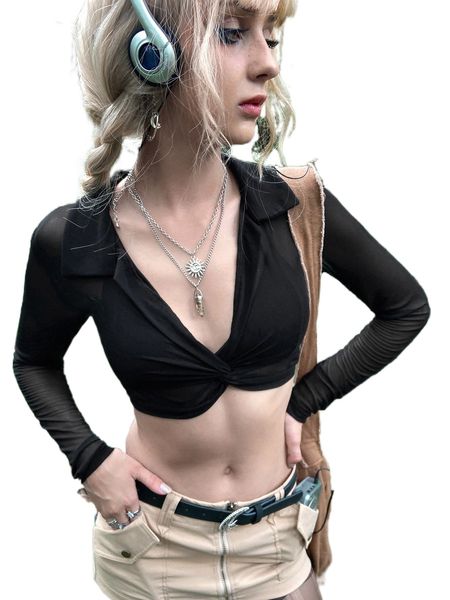 

twist front crop v1ik#, White