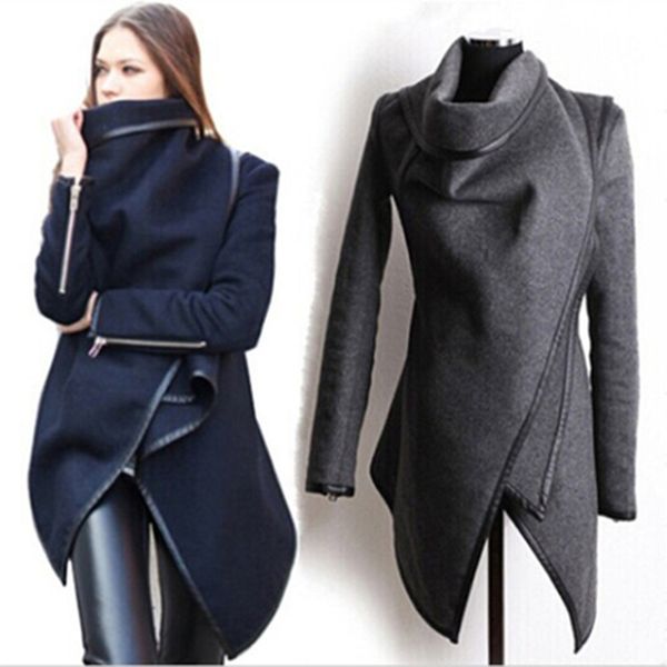 

mwwiiwwm new fashion women wool winter coat woollen long sleeve overcoat trench coat woman s clothing multi size lj201106, Black