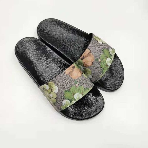 

designer men women slippers with correct flower box dust bag shoes snake print slide summer wide flat slipper blue clear flesh women shoes w, Black