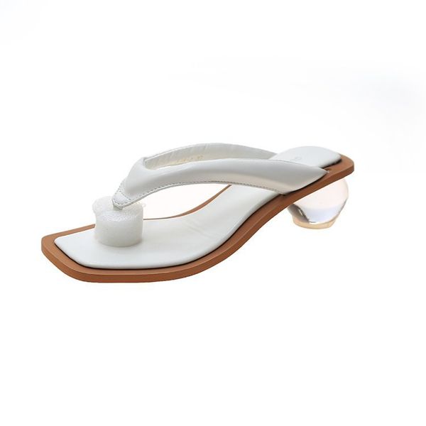 

flip-flops slippers female outer wear summer new fairy wind middle heel, Black