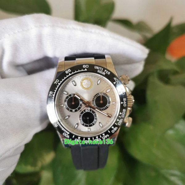 

bpf excellent wristwatches men watches 116519 grey dial 40mm stainless steel natural rubber strap luminescent eta 4130 movement automatic me, Slivery;brown