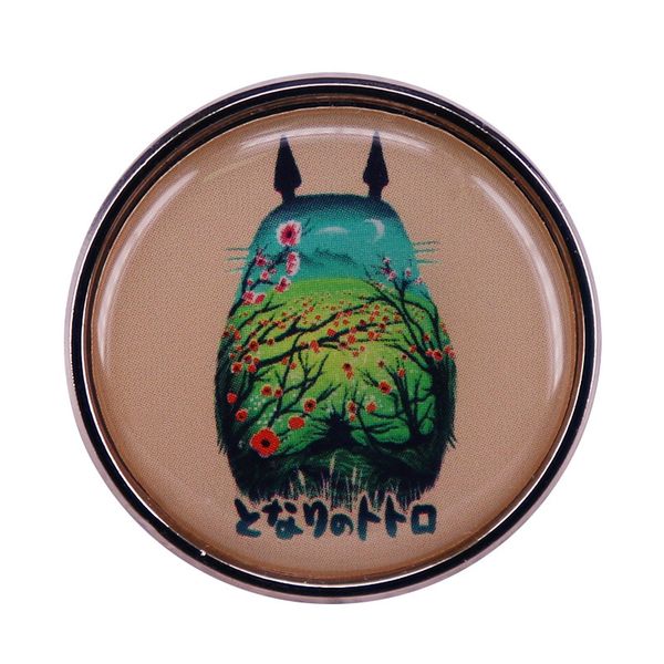 

dragon cat silhouette forest brooch animation badge, Blue