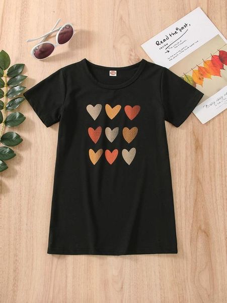 

toddler girl heart print tee dress she, Red;yellow