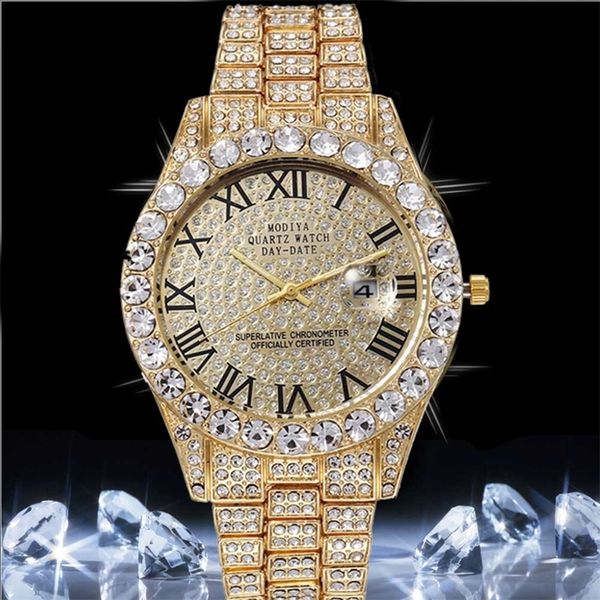 Hip Hop Luxus Quarz s es Iced Out Mode AAA Cz Voll Bling Diamant Uhr für Männer Wasserdichte Männliche Uhr XFCS