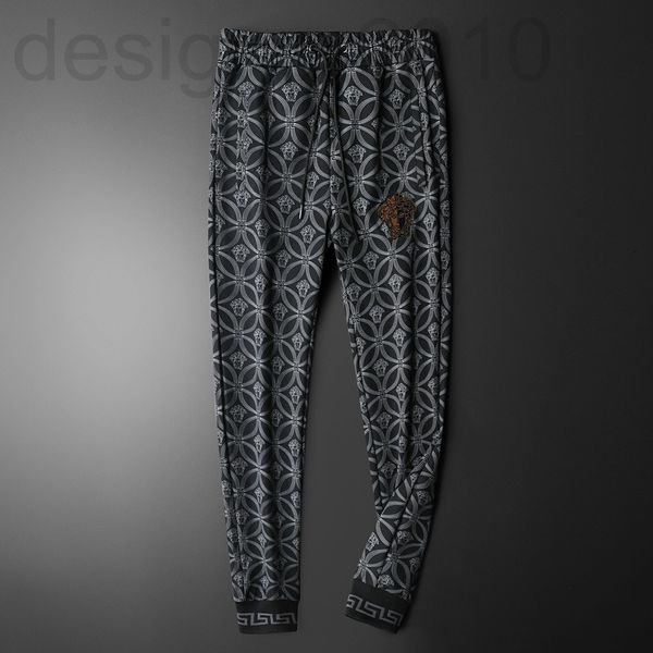 

men's pants designer 2021 autumn and winter new european men's fashion trend embroidered printed sports casual pants, Black