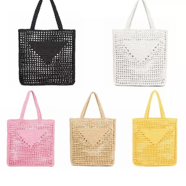 

luxury bag designer bags brands hollow letters raffia straw tote fashion card holder paper woven women shoulder bags summer beach purse saco