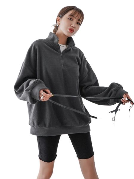 

dazy half zip drop shoulder oversized fleece sweatshirt o8ns#, Black
