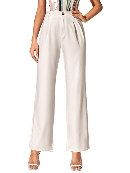 

tall h.igh w.aist fold pleated p.ants q5zb#, Black;white