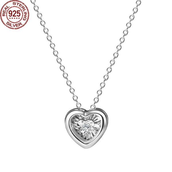 

s925 sterling silver zircon necklace female heart-shaped short clavicle chain ko