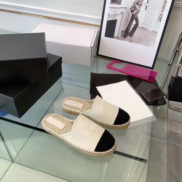 

fisherman canvas slippers shoe espadrilles cap toe spring casual shoes ladies flat beach slippers fashion woman loafers quilty with box, Black