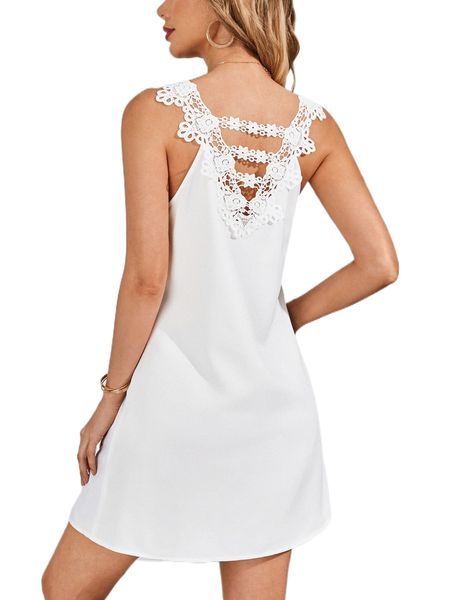 

contrast guipure lace tunic dress d6yu#, Black;gray