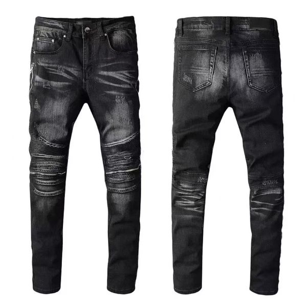 

jeans designer men jeans hip-hop zipper hole wash pants retro torn fold stitching mens design motorcycle riding cool slim pant sky blue jean