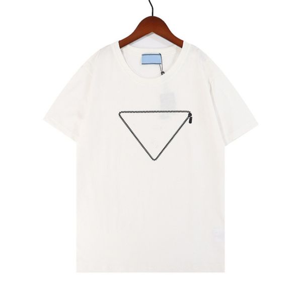 

mens luxury designers t shirts summer classic short sleeve men women tees brand p triangle t-shirt senior pure cotton size s-2xl tshirt j7p7, White;black