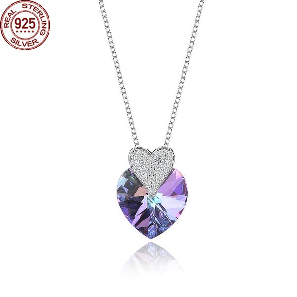 

new s925 sterling silver love necklace and female austrian crystal are made of elements