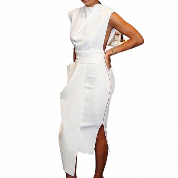 

solid sleeveless side zipper slit irregular dress 41xc#, Black;gray