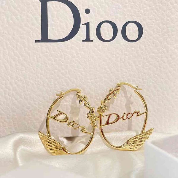 

2022 factory wholesale new dijia circle swan earrings simple net red wings leaves earrings accessories, Golden