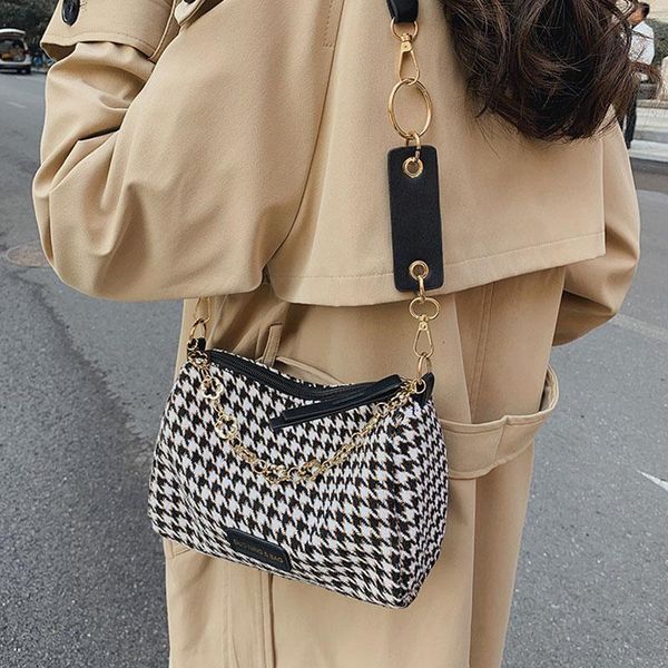 

evening bags youda vintage houndstooth bucket wild woolen cloth handbag women shoulder crossbody bag tote women's handbags purses