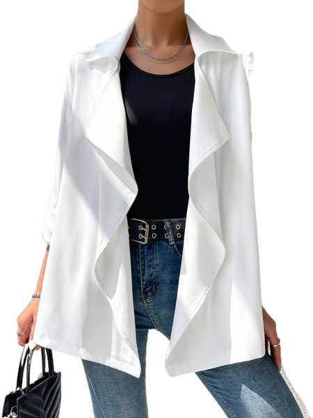 

waterfall collar drop shoulder coat a3qv#, Black