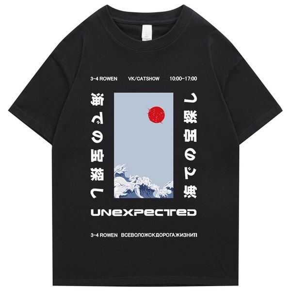 

mens tshirts summer fashion hip hop streetwear harajuku japanese kanji print short sleeve cotton loose tees boy girl 220608, White;black
