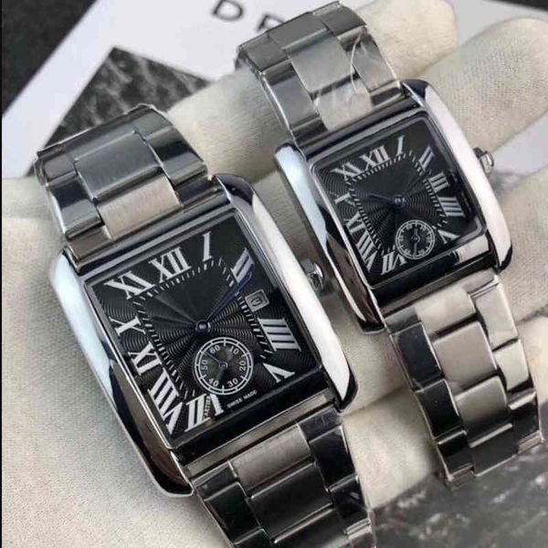 

designer tank watch for women cart luxury men women es stainless steel subdial working male wrist brand relogio feminino waterproof, Slivery;brown