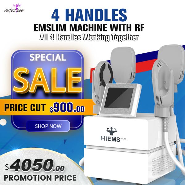 High Power Ems Body Slimming Machine Emslim Neo 4 Rf Maniglie HIEMT Neo Burn Fat Muscle Stimulation bulit