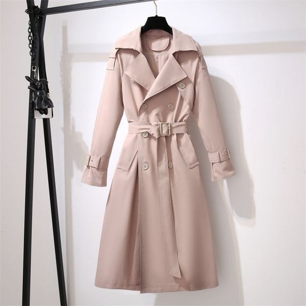 

women long section solid coat windbreaker light weight casual lady's collection lj201128, Tan;black
