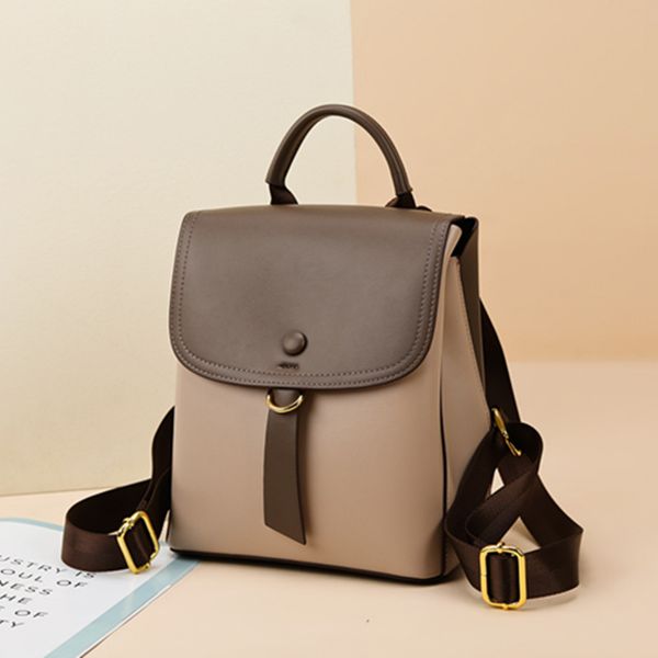 

2022 new fashion women's bag simple color outdoor contrast texture backpack