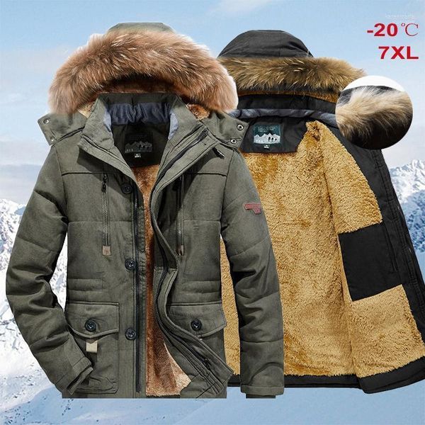 Masculino de parkas masculino casaco com capuz de inverno macho colar de gola de pêlo de maneira espessa jaquetas quentes casuais de alta qualidade tamanho grande 7xl kare22