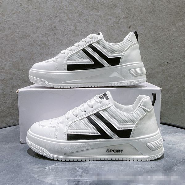 

women thick bottom shoes training sneakers ladies sport shoes stripped footwear breathable sporty dunks, Black;yellow