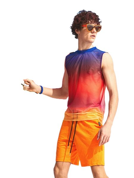 

men ombre sheer tank 25hm#, White;black