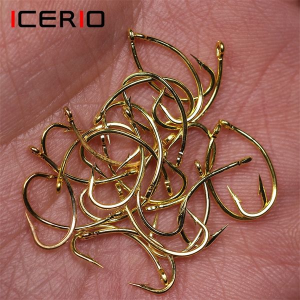 Icerio 500 pcs Golden Fly Hook Nymph Bug Camarão Larvae Caddis Tying Hooks 220401