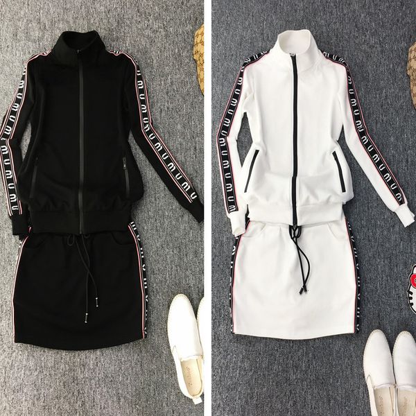 

women's two piece pants designer cotton leisure sports suit women's new high-end cardigan coat team two-piece set, White