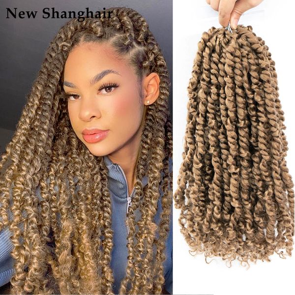 

pre-twisted passion twist crochet hair synthetic hair extension 24 inch pre-looped short passion braiding 16 strands/pcs for black women bs0
