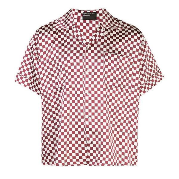 

men's casual shirts erd shirt melancholy rich second generation short sleeve japanese style versatile red checkerboard, White;black